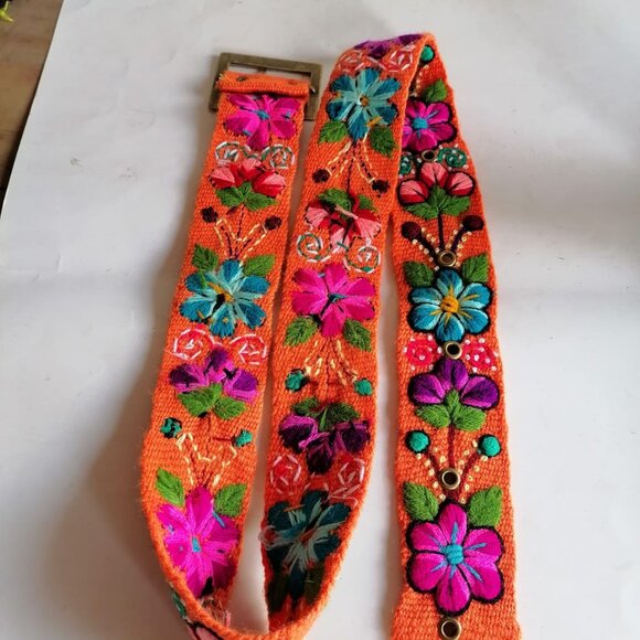 Multicolored Flower Hand-Woven Headband Belt Set main image 6